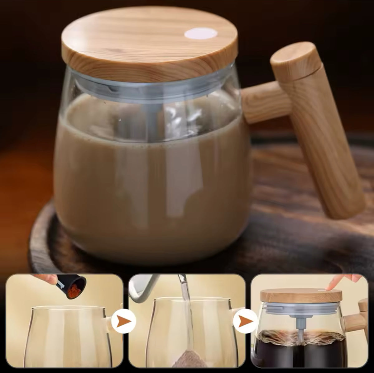 Taza eléctrica que mezcla sin grumos